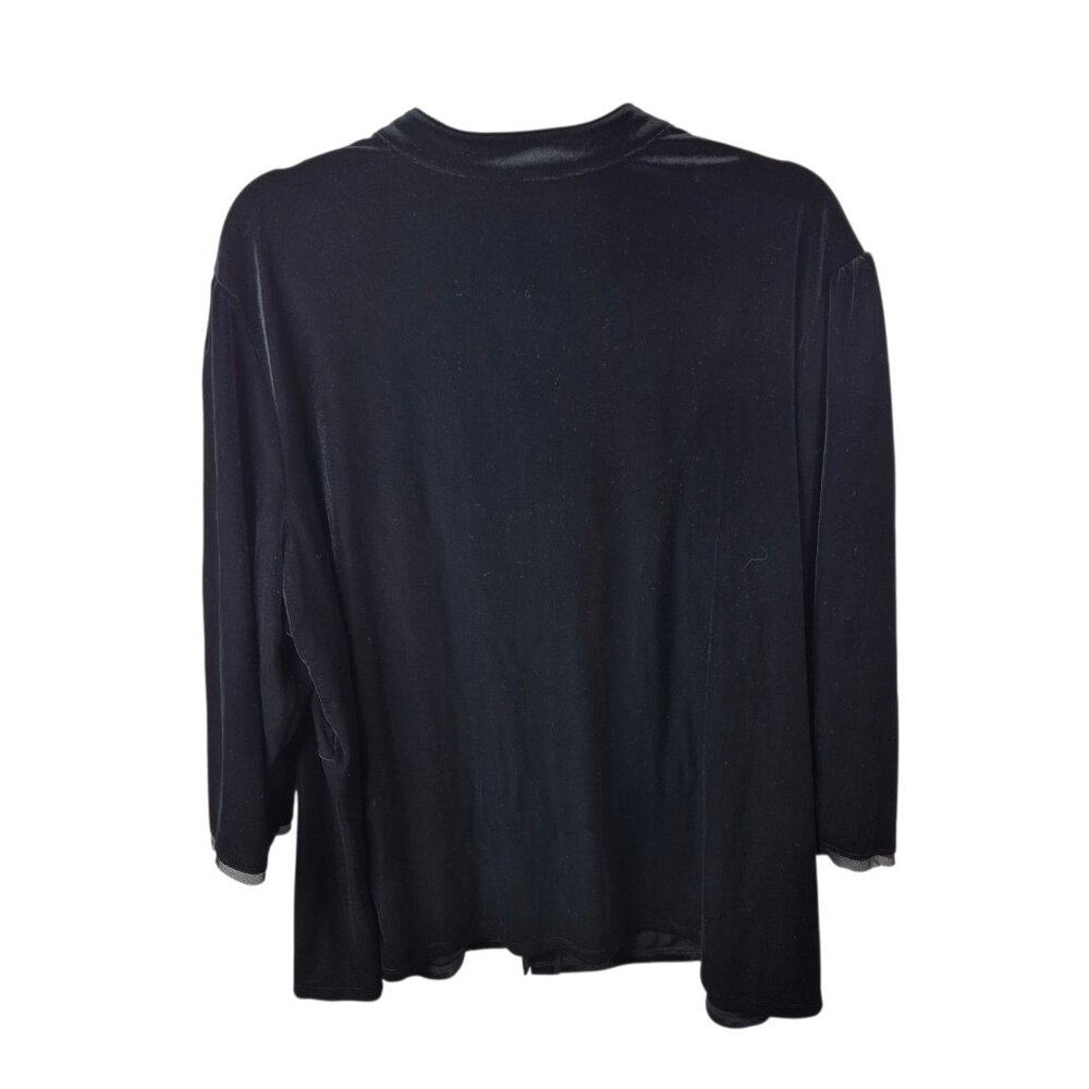 *SOLD* J Jill Top Womans 3X Black Velour Button Down Shirt Soft Embroidered - Picture 2 of 9